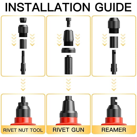 WETOLS 3 in 1 Rivet Nut Tool, Rivet Gun, Reamer Set, Professional Rivet Gun Kit with 5 Rivet Heads and 6 Metric & SAE Mandrels, Hand Riveter Tool with 50 Rivets and 60 Rivet Nuts, Sturdy Case, WE-890