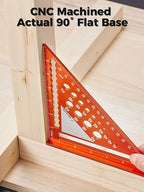 Mecurate 7-Inch Aluminum Alloy Rafter Square with 2-in-1 Carpentry Pencil - Durable Measuring and Marking Tool for Woodworking, Construction, and DIY Projects