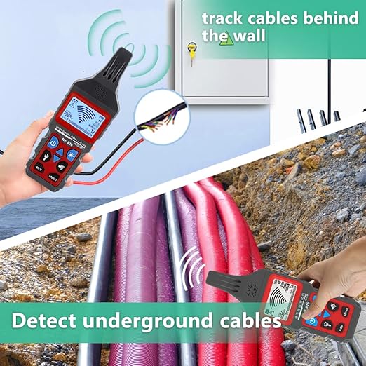 NOYAFA nf-826 Underground Cable Locator, Wire Tracking Detector, Wall and Underground Pipeline Wire Detector. Fuse, Switch, Short Circuit Breaker Fault Finder/Rechargeable Underground Wire Detector