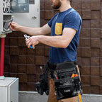 FUERI Leather Tool Belt Bag Men Pouch Heavy Duty Tools Pouches Organizer for Carpenter Construction Electrician Belts Bags Holder (16 Pocket Black, Adjustable)