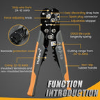 3-In-1 Multi Self Adjusting Wire Stripper/Cutter/Crimper - 8-Inch Universal Wire Stripper for Wire Stripping, Cable Cutting, Crimping Tools from 10 AWG to 24 AWG