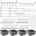 FRIMOONY Pegboard Hooks Assortment with Pegboard Bins, Peg Locks, for Organizing Various Tools, 80 Piece