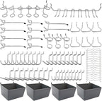 FRIMOONY Pegboard Hooks Assortment with Pegboard Bins, Peg Locks, for Organizing Various Tools, 80 Piece