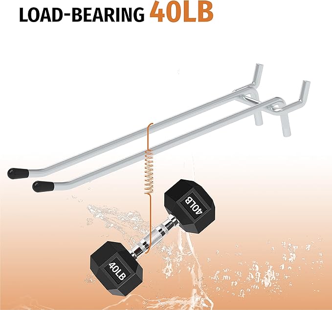 HUHOLE Double Arm Pegboard Hooks 4 Inch 10PC, Fit 1/4" Pegboard, Ideal Peg Board Tool Utility Hooks for Garage Organization, Wall Storage, Heavy Duty Tool Holder with Protecting Tip