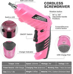 Cordless Electric Screwdriver, 3.6V Rechargeable Power Screwdriver with 47 pcs Accessories, usb charging, 3Nm Screw Gun, mini Carrying screwdriver set with LED Light Electric Power Drill Set