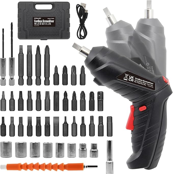Cordless Electric Screwdriver, 3.6V Rechargeable Power Screwdriver with 47 pcs Accessories, usb charging, 3Nm Screw Gun, mini Carrying screwdriver set with LED Light for Electric Power Drill