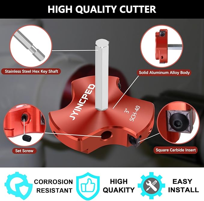 3 Inch PVC Pipe Reamer with Triple Blade,PVC Fitting Saver Socket Saver Plumbing Tool, 3" Plastic Pipe Fitting Reamer for Schedule 40 CPVC ABS Fitting Hub, Fit Standard 1/2" Drills
