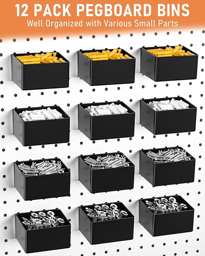 INCLY 278PCS Pegboard Accessories Organizer Kit, Peg Board Hooks Assortment with Bins for Organizing Various Tools, Fit 1/8 or 1/4 inch Pegboard for Hanging Storage, Garage Wall Attachments