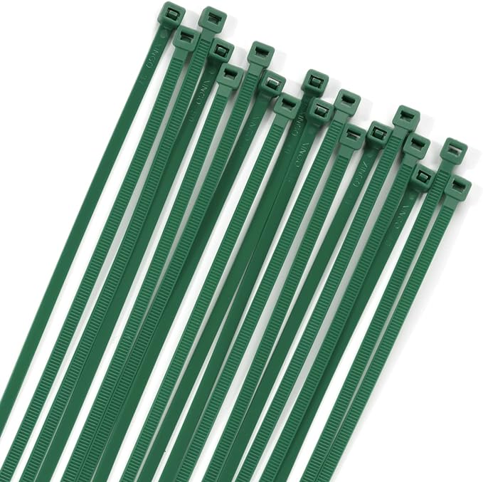 XINGO 100PCS Cable Zip Ties Heavy Duty, Premium Nylon Plastic Wire Ties with 50 Pounds Tensile Strength, Self-Locking Black Nylon Zip Ties for Indoor and Outdoor (12 inch, Dark Green)