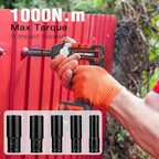 Cordless Impact Wrench1/2, 750Ft-lbs (1000N.m), 21V Power Impact Wrenches, 4-Mode Speed, 2x4.0AH Battery High Torque, 5 Sockets, 8 Drill, 6 Screws, Electric Impact Driver for Car Home Truck