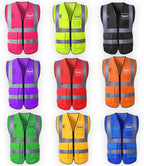Custom Safety Vest for Men with Logo Pockets Personalized High Visibility Protective Workwear with Reflective Strip