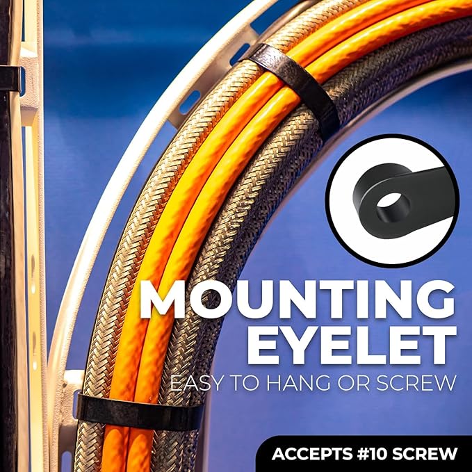 BEST CONNECTIONS Black Cable Ties – 1,000 Pcs Cable Zip Ties 8 Inch with Screw Down Hole for Mounting- Strong Nylon Wire Ties with 50 Lbs Tensile Strength – Cable Management Ties for Outdoor & Indoor