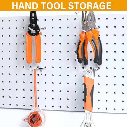 Shimeyao 100 Pcs Peg Board Shelving Hooks Stainless Steel Hanging Board Pegs Wall Display Hooks Bulk for 1/8 1/4 Garage Storage Organizer Accessories(4 Inch,Silver)