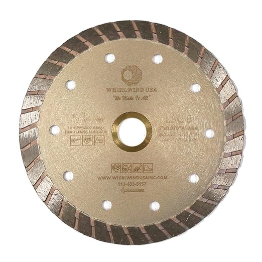 Whirlwind LSC 5 inch Dry or Wet Cutting General Purpose Continuous Turbo Power Saw Diamond Blades for Concrete Masonry Brick Stone(5'' LSC)