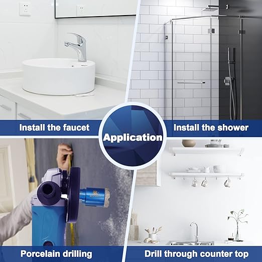 1-1/2 Inch Diamond Core Drill Bit for Porcelain Tile Ceramic Marble Granite Drilling,BRSCHNITT 2pcs Vacuum Brazed Diamond Hole Saw with 5/8-11 Thread (38mm 2pcs)