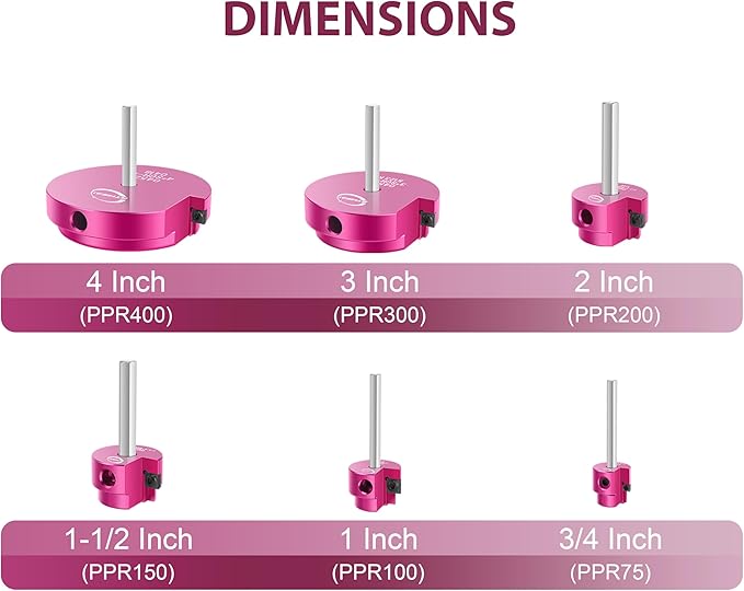 6 Pcs PVC Pipe Reamer Kit, PVC Fitting Saver Socket Saver Plumbing Tool with 3/4", 1", 1-1/2", 2", 3" and 4" Head, Plastic Pipe Fitting Reamer for SCH40 CPVC ABS, Fits Standard 1/2" Drill
