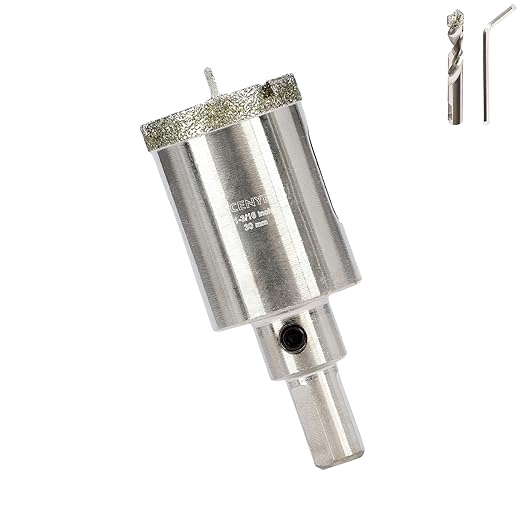 1-3/16inch | 30mm Diamond Hole Saw with Center Drill bit and Diamond-Coated Center Drill bit for Ceramic Glass Marble Fiberglass Granite and Porcelain Tiles by CENYB