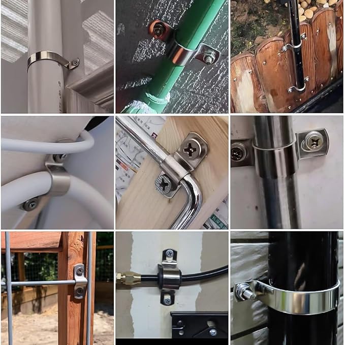 5/8 Inch Stainless Steel Conduit Clamps 2 Hole Pipe Clamps U-Shape Bracket Conduit Fixing Clips, Universal Clamp for Cylindrical Components - Fits OD 16 mm (Approx.5/8") | 20 Pcs