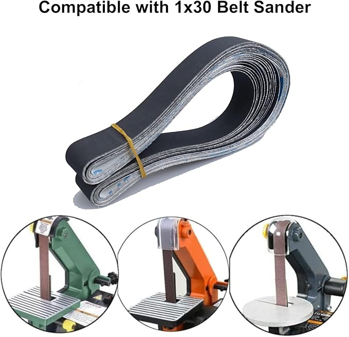 1 x 30 Belt Sander Belts for Knife Sharpening,400 Fine Grit Silicon Carbide Metal Working Sanding Belts,15-Pack