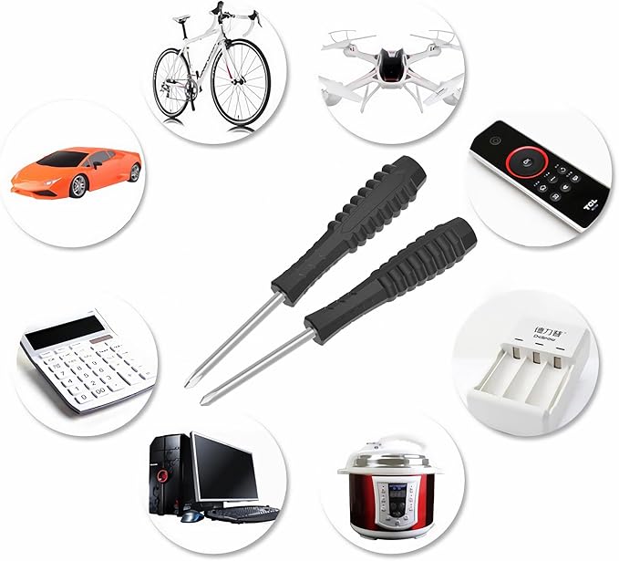 5PCS Mini Phillips Screwdriver, 3mm Cross Head with Black Non-slip Handle for Small Appliances, 4"(100mm) Total Length, Non-magnetic