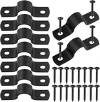 Swpeet 10Pcs 15mm Two Hole U Bracket Clamp with 20Pcs Self-tapping Screws Kit, U-Clamps, Metal Pipe Clamps, Pipe Strap Clamps, Conduit Tension Clips for Fixing Pipe or Cable