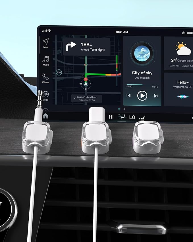 Magnetic Cable Clips, Adjustable Cord Holder Management, Adhesive Wire Keeper Organizer for Home Office Desk Phone PC Car Wall Desktop Nightstand Appliance (9-Pack White Crystal)