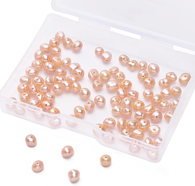 Natural Pearl Beads Potato 4-5mm Pink Freshwater Cultured Loose Gemstone Beads for DIY Jewelry Making 13.8''/Strand HQ