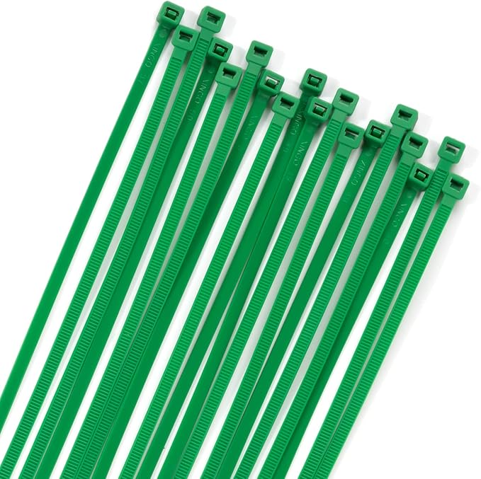 XINGO 100PCS Heavy Duty Cable Zip Ties, 8 inch Green Nylon, 50 Pounds Tensile Strength, Self-Locking