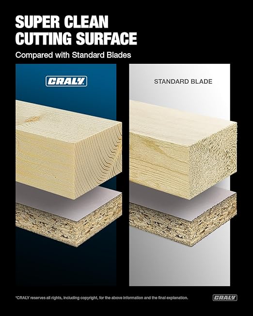 CRALY 8-1/4 Inch 40 Teeth Fine Finish Wood Cutting Circular Saw Blade, 5/8 Inch Arbor, Carbide Tipped, Thin Kerf, Black Ice™ Coating, for Plywood, MDF, OSB, Laminated(C0840FF)