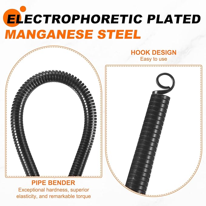 HARFINGTON PVC Spring Tube Bender 12mm OD 520mm Long A Type Conduit Pipe Bender Bending Spring for Pipe Bending Devices in Home Hydropower, Black