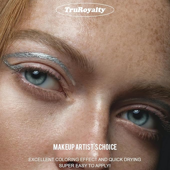 '-Water Activated Eyeliner Silver n Gold 2 in 1 - Shimmery Wet Liner Makeup - Smudge Proof Face Body Paint Long Lasting Formula- “TruRoyalty” Silver n Gold -10g/container