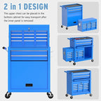8 Drawer High Capacity Rolling Tool Chest, Metal Tool Box with Wheels and Drawers, Detachable Toolbox with Lock, Heavy Duty Tool Cabinet for Workshop, Warehouse and Garage (Blue)