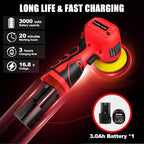 Cordless Sander, 3" Palm Sander with 16.8V 3.0Ah Li-ion Battery, 3500RPM Mini Polisher, 19 Accessories Sander Tool for Sanding/Polishing/Waxing/Cleaning