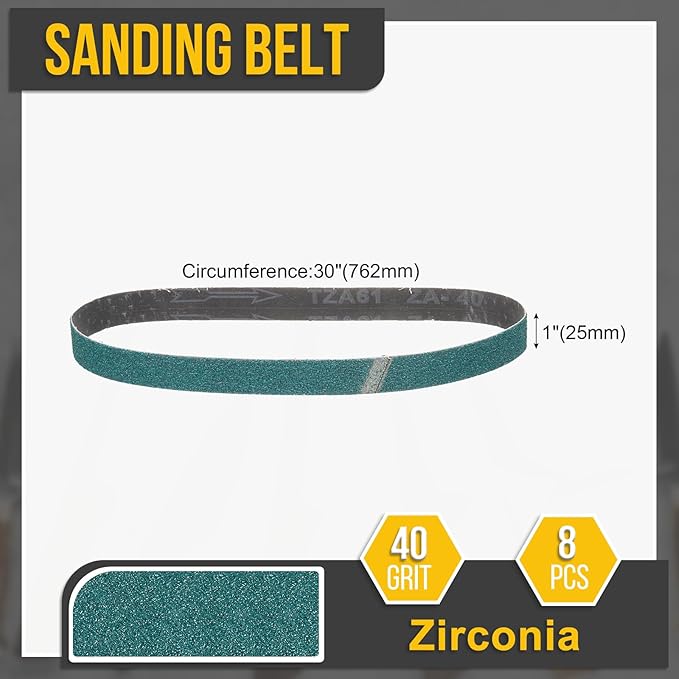 1 x 30 Inch Sanding Belt, 8 Pcs 40 Grit Zirconia Knife Sharpener Belts Work Sharpening for Belt Sander Knife Carving Tool Metal Working