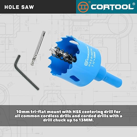 1-1/2 Inch Hole Saw with Arbor for Metal and Wood Cutting, Bi-Metal Hole Cutter, 1-1/2" Hole Saw Kit for Drywall, Wood, PVC Boards, Fiberglass and Vent Pipes