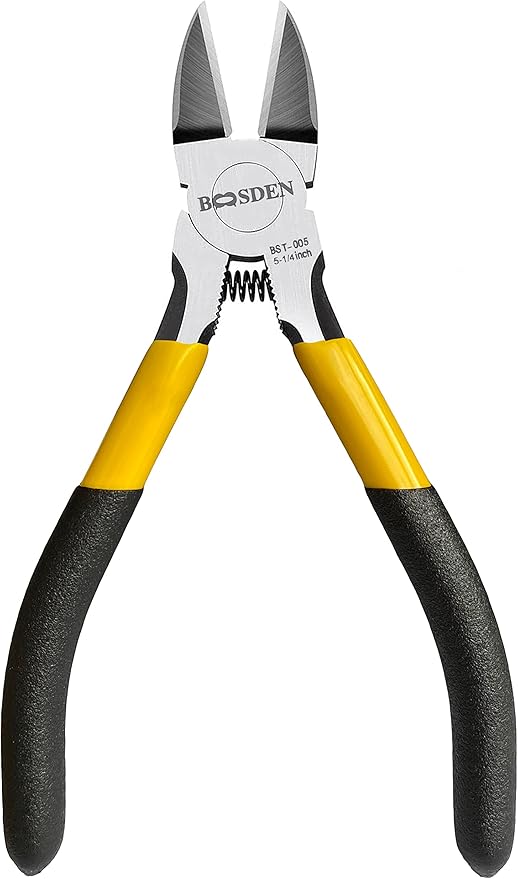 BOOSDEN 4-Piece Pliers Set Including 25mm Rubber Hammer, 5" Wire Cutters, 5" Needle Nose Pliers, 5" Diagonal Cutters For Basic Repair, DIY Projects and Home Maintenance