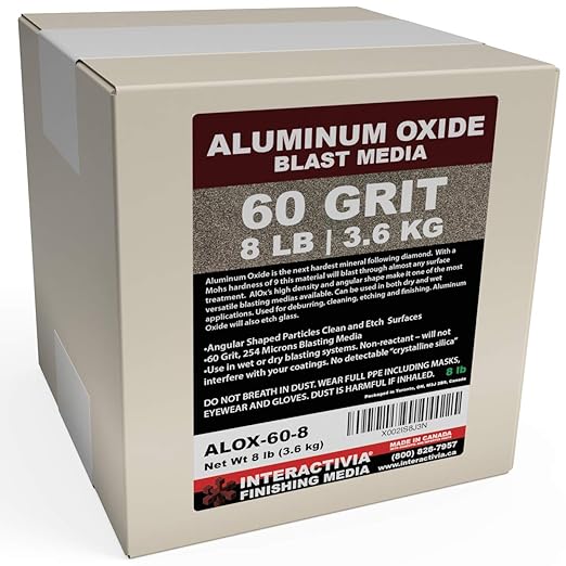 #60 Aluminum Oxide - 8 LBS - Medium Sand Blasting Abrasive Media for Blasting Cabinet and Blasting Guns.