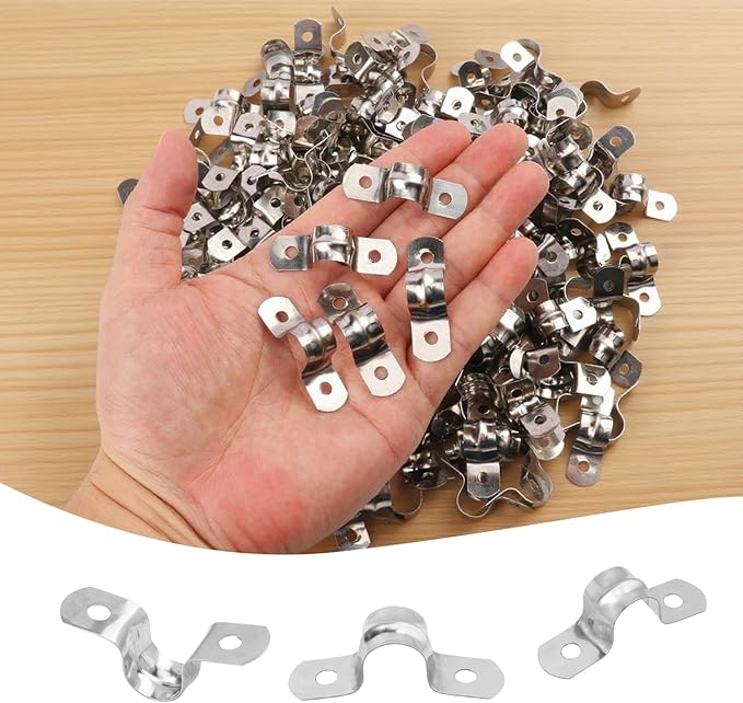 500 PCS 1/2 Inch Stainless Steel Rigid Pipe Strap, M12 Conduit Clamps, U Bracket Mounting Clamps with Two Hole, U Tube Pipe Clamp for Chemical Industry, Commercial