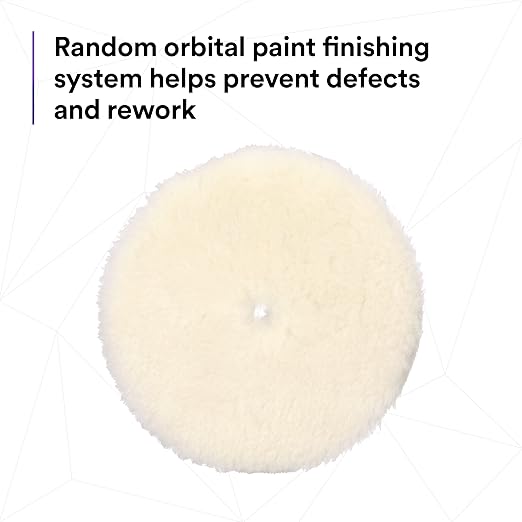 3M Perfect-It Random Orbital Medium Wool Compounding Pad, 5"/130 mm, White, 34121, Orbital Pads for Automotive Compounding and Polishing