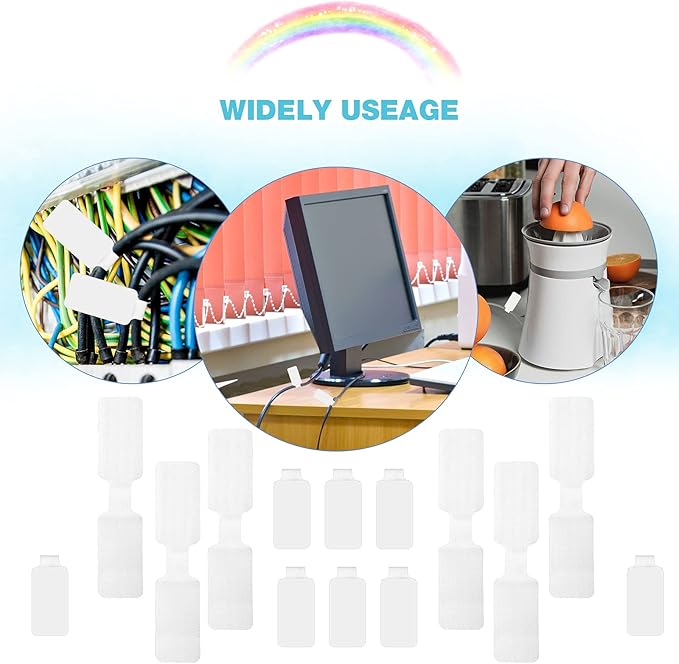 60 Pieces Self-Adhesive Cable Labels, Paste Wire Labels, Nylon Writable Cord Tags Waterproof White Wire Cable Tags for Electronics Office Computers Management and Identification