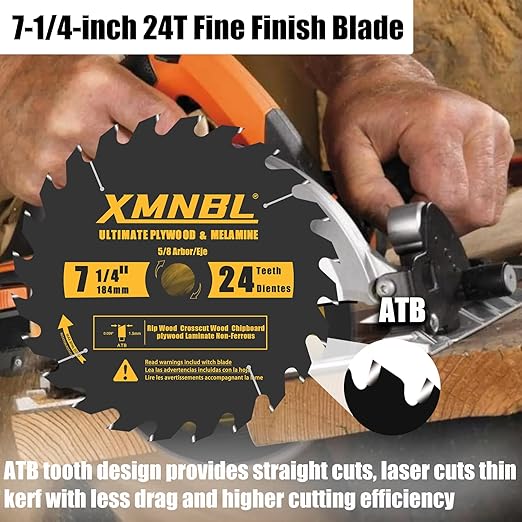 7-1/4 Inch Circular Saw Blade 24T,7-1/4 Saw Frame Circular Saw Blade,Compatible with Skill,Dewalt,Milwaukee Saw,Replacement for Diablo D0724A 7-1/4 Inch Wood Cutting Blade,5/8 Inch Arbor,Pack of 10