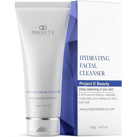 Project E Beauty Hydrating Facial Cleanser Gentle Cleansing | Removes Dirt, Oil & Makeup | Moisturizes & Hydrates | Brightens Complexion | Non-Foaming Formula | For All Skin Types | 125g-VeraVaultWomen