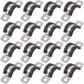 Glarks 16Pcs 15MM 2 Hole U-Tube Strap Clamp Set 304 Stainless Steel Rubber Cushion Rigid Pipe Strap U Bracket Tube Strap Assortment Kit For Pipe Tube Fixing (15mm)
