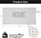 Metal Peg Panels - 4 Pcs 24' x 12' Wall Organizer, Steel Pegboard Tool Board, White Pegboard for Garage Storage & Organization