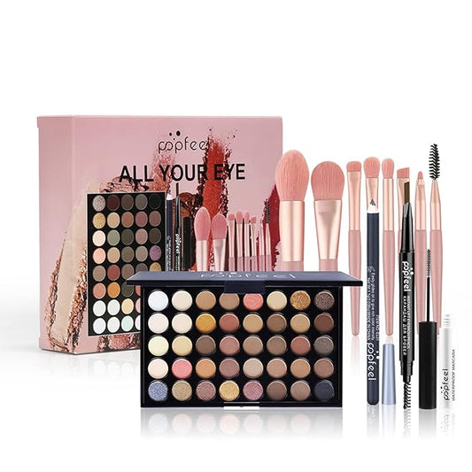 Makeup Kit All-in-one Girls Makeup Gift Set for Women Full Starter Cosmetics Kit, Include Eye Brushes Set, Eyeshadow Palette, Eyebrow Pencil, Mascara, Eyeliner Pencil-VeraVaultWomen