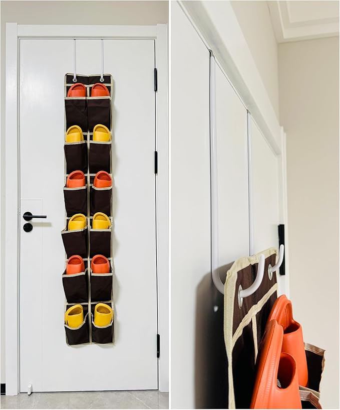 Over The Door Metal Hooks with Plastic Coating 10" Fit 0.5" to 1 3/8" Door 4 Pcs Heavy Duty Single Towel Robe Rack Wreath Bathroom Shower Hanger Shoe Organizer Ironing Board Long White