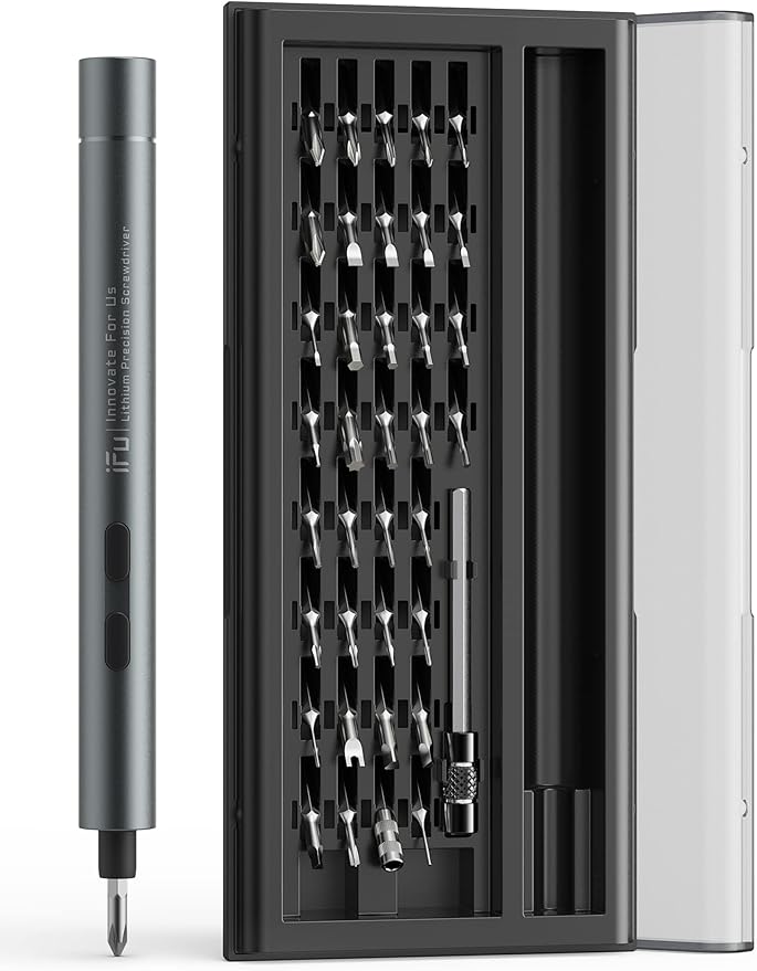 iFu Mini Electric Screwdriver, 42 in 1 Precision Screwdriver Set – Small Cordless Power Screwdriver with LED Light & 37 Magnetic Bits, Repair Tool for Phone Laptop Camera Watch Computer