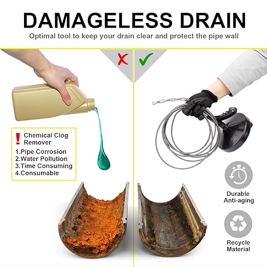 Drain Auger 25 Ft with Gloves, Plumbing Snake Drain Auger Hair Clog Remover, Heavy Duty Pipe Drain Clog Remover for Bathtub Drain, Bathroom Sink, Kitchen Cleaning