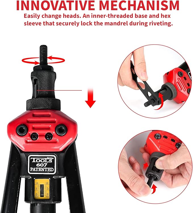 Rivet Nut Tool Kit, 16-Inch Rivnut Tool with 15 Metric & SAE Mandrels and Rivet Nut Gun, Rivnut Tool Kit Assortment, Nutsert Tool Kit with Carrying Case (UK-MZTZ0104)