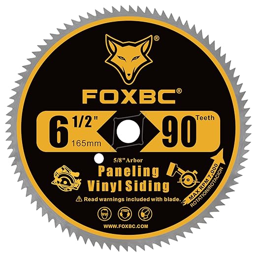 FOXBC 6-1/2 Inch 90 Tooth Circular Saw Blade for Paneling and Vinyl Siding Wood Cutting with 5/8-Inch Diamond Arbor